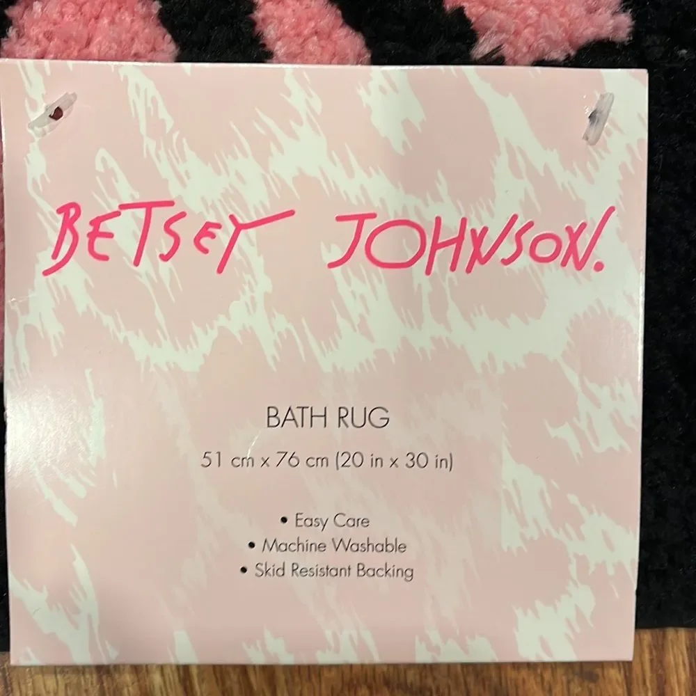 Betsey Johnson Black and Pink Skull Bath Rug